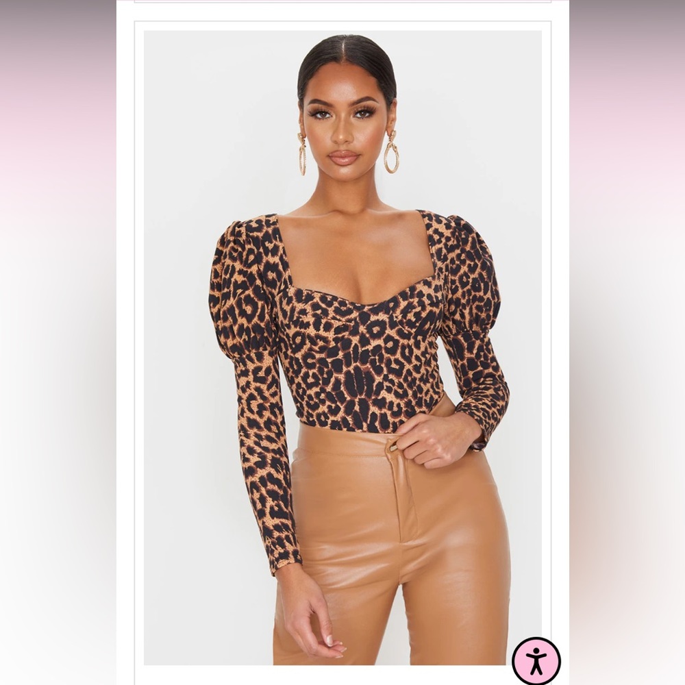 Cheetah print puffer sleeve bodysuit